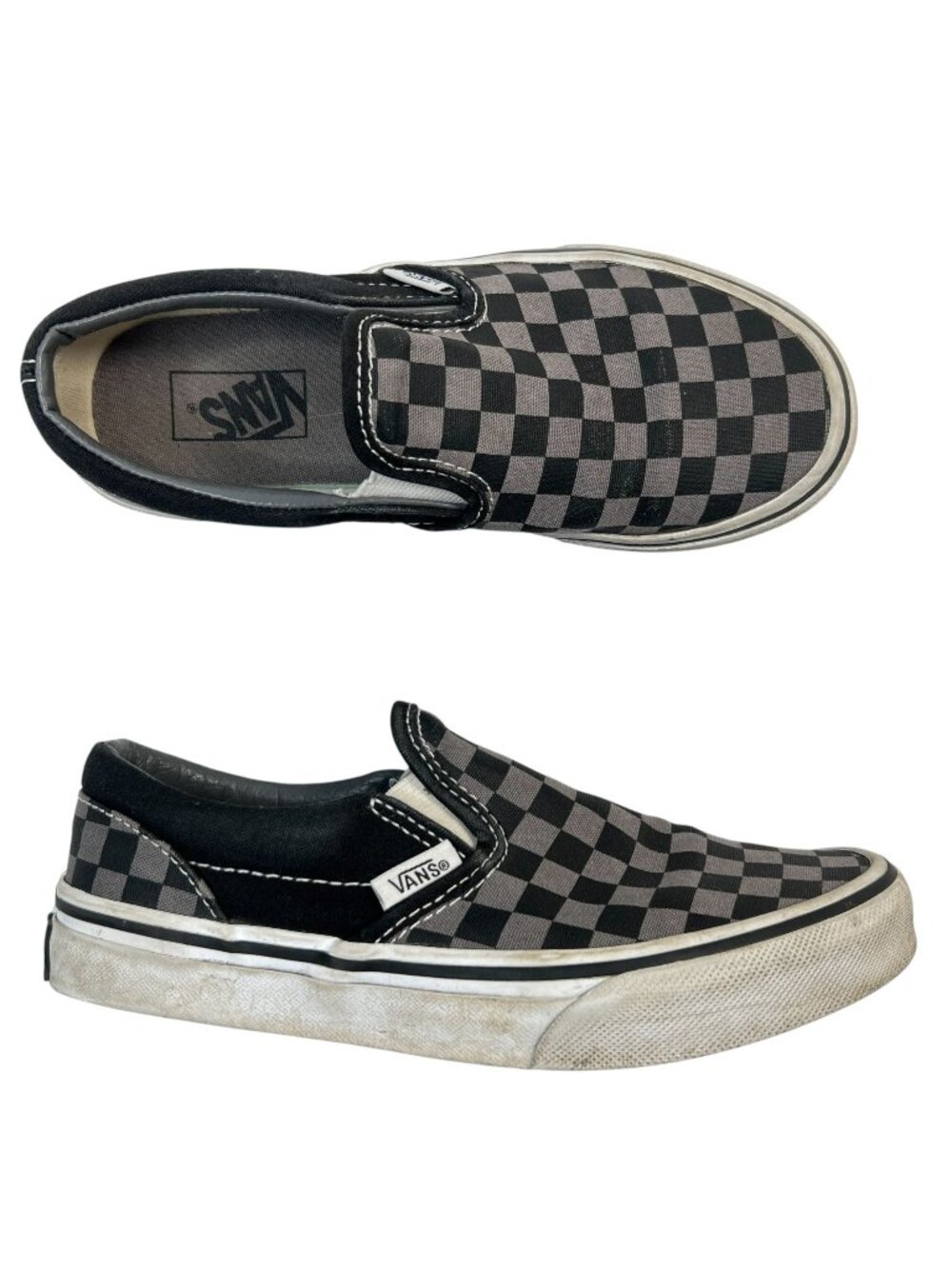 Little Kids Classic Slip-On Checkerboard Shoe Pewter Gray Blck Sneakers Unisex 2